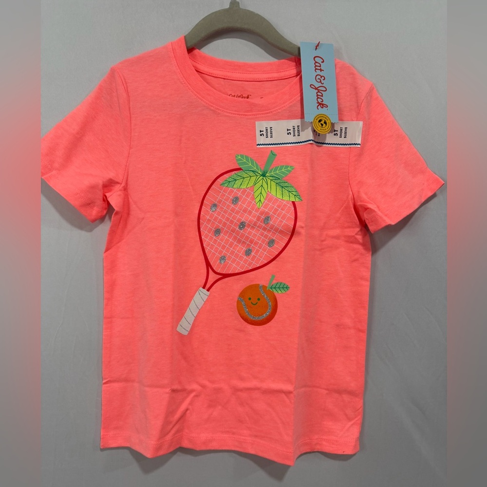 Cat & Jack Coral Kids Tennis Racket T-Shirt
